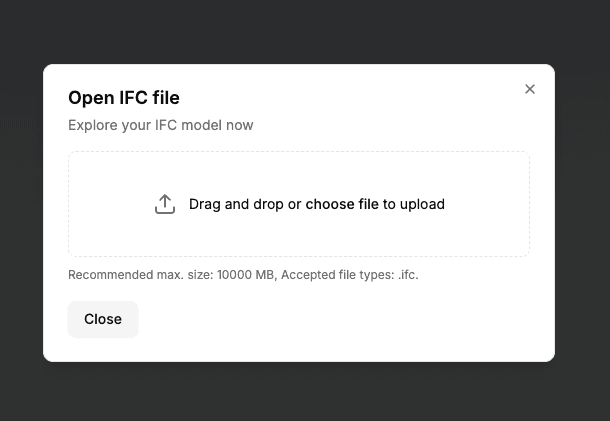 ifc file import dialog