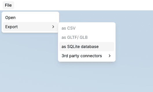 Open SQLite export dialog
